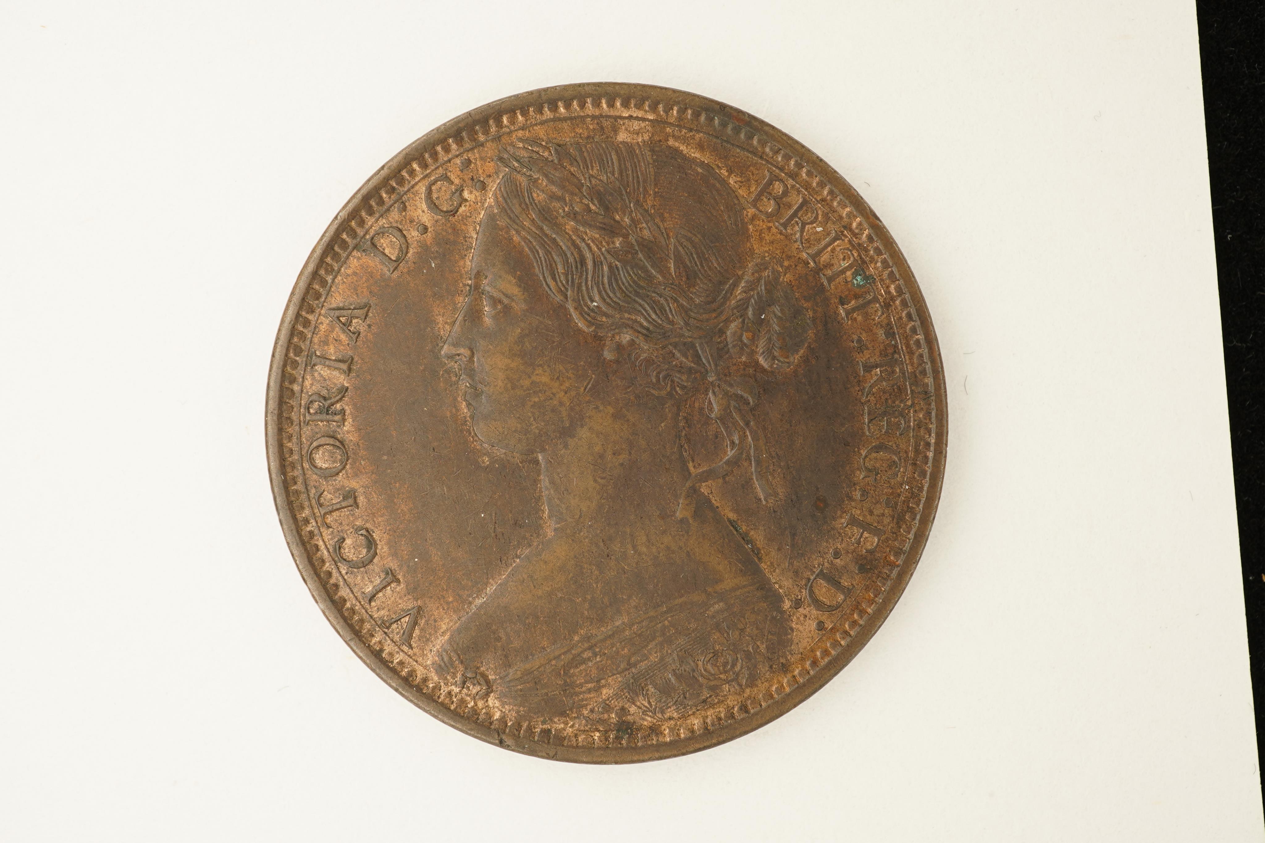 British coins, Victoria, bronze penny, 1871, Fr. 61, Gouby dies J/g, EF, dark toned, patches of lustre, scarce in this grade